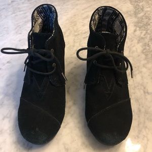 Toms Kala Suede lace up wedge booties
